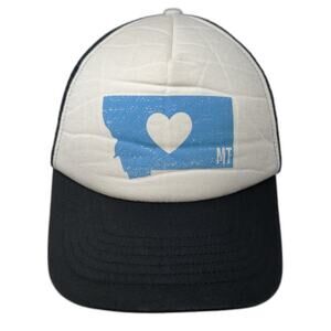 Montana State Map Heart Snapback Trucker Hat Black One Size Mega Cap